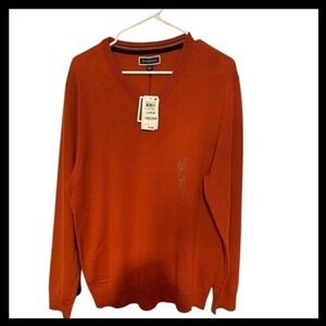 NWT Club Room Mens Sweater V Neck Long Sleeve Roasted Pumpkin Large New